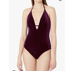 Laundry by Shelli Segal Women's Italian Velvet Plunge One Piece Swimsuit XXL NWT